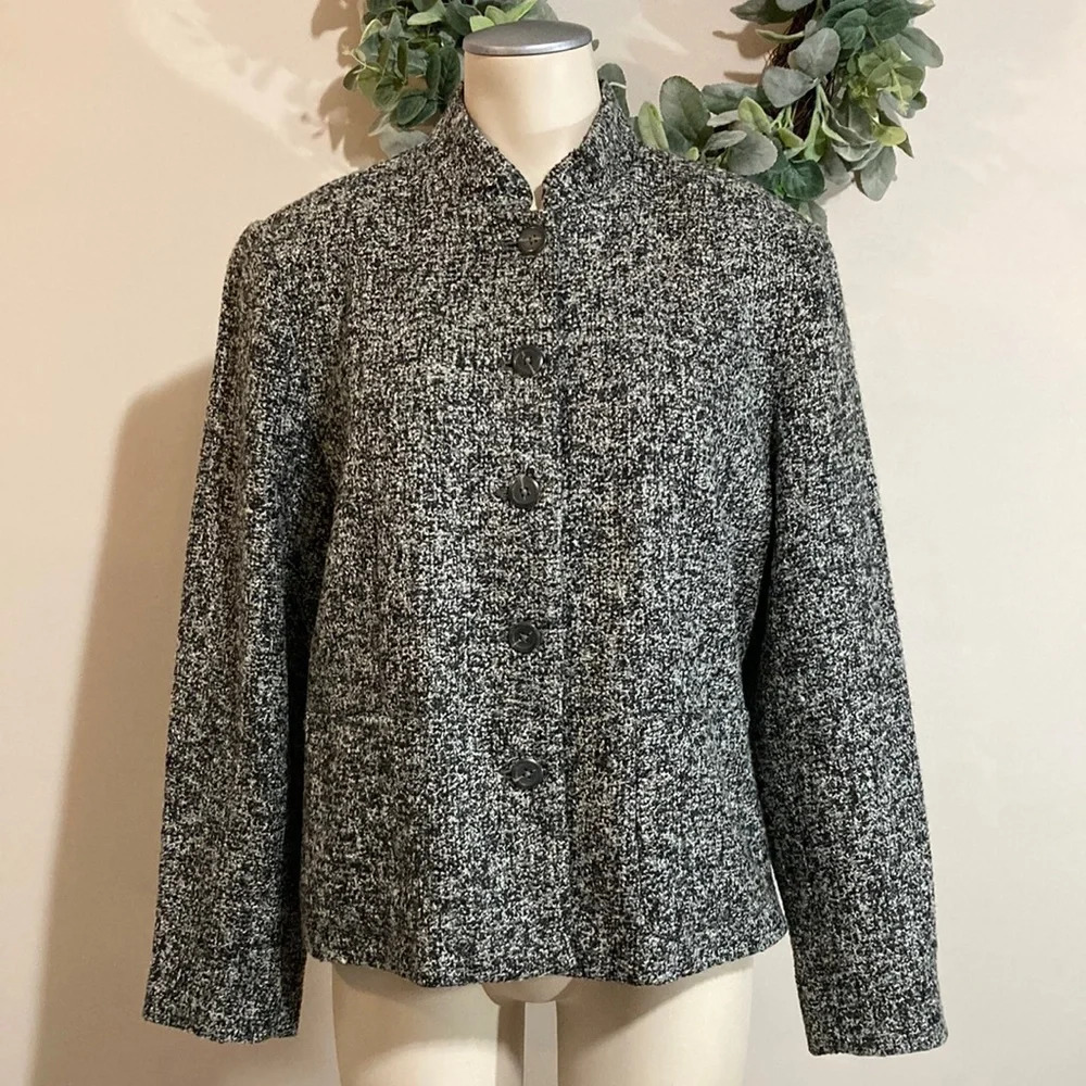 Coldwater Creek Blazer Jacket Button Front Mandarin Collar Career PM